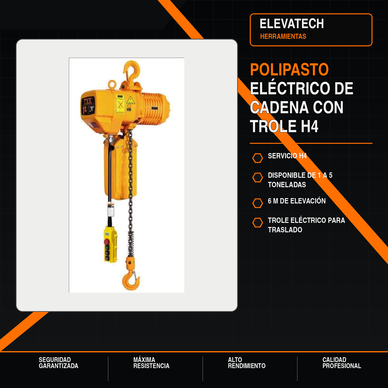 Polipasto eléctrico de cadena con trole