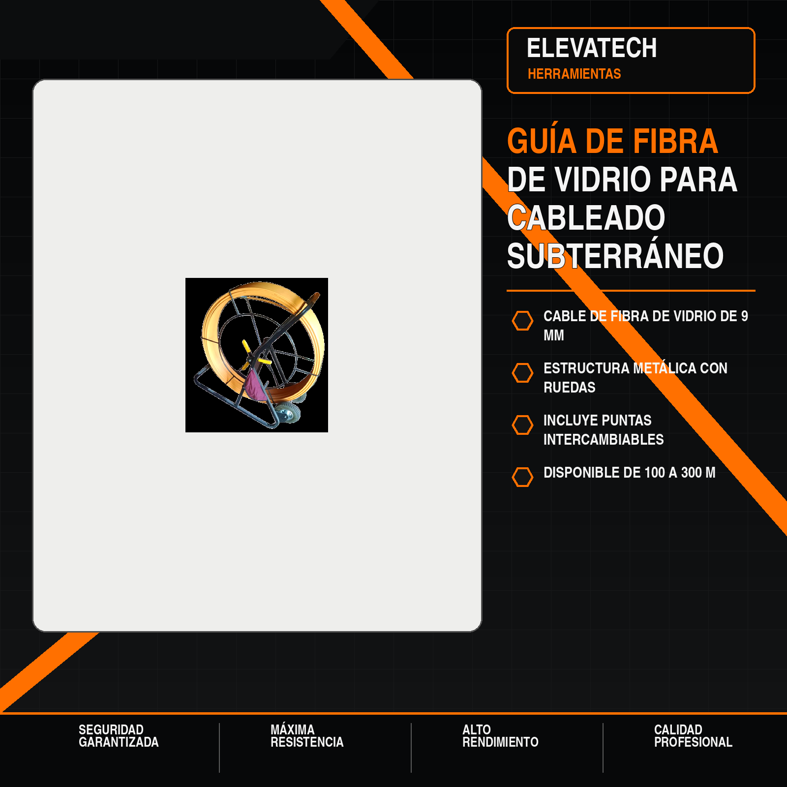 Guía de fibra de vidrio para cableado subterráneo.