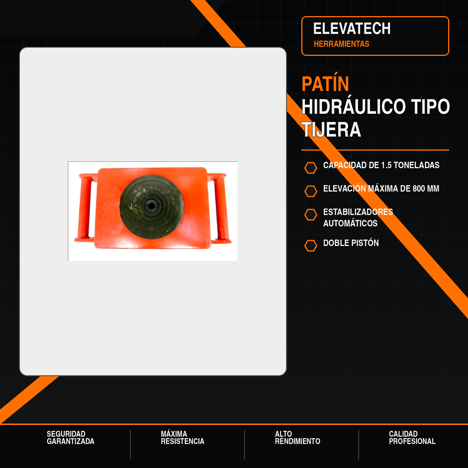 Patín hidráulico tipo tijera 1.5 toneladas